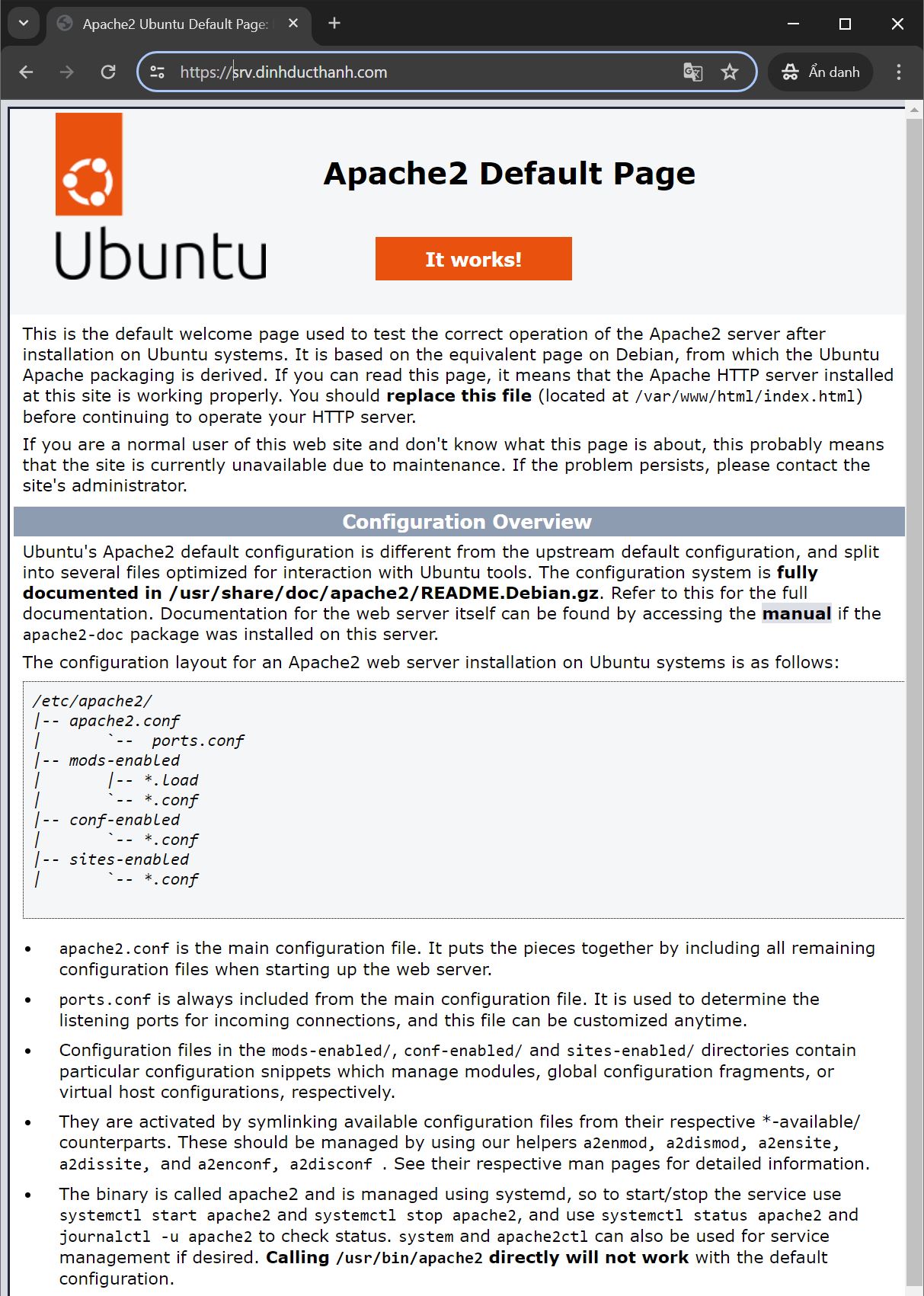 Cài đặt Apache2 trên Ubuntu 22.04: Cấu hình SSL/TLS