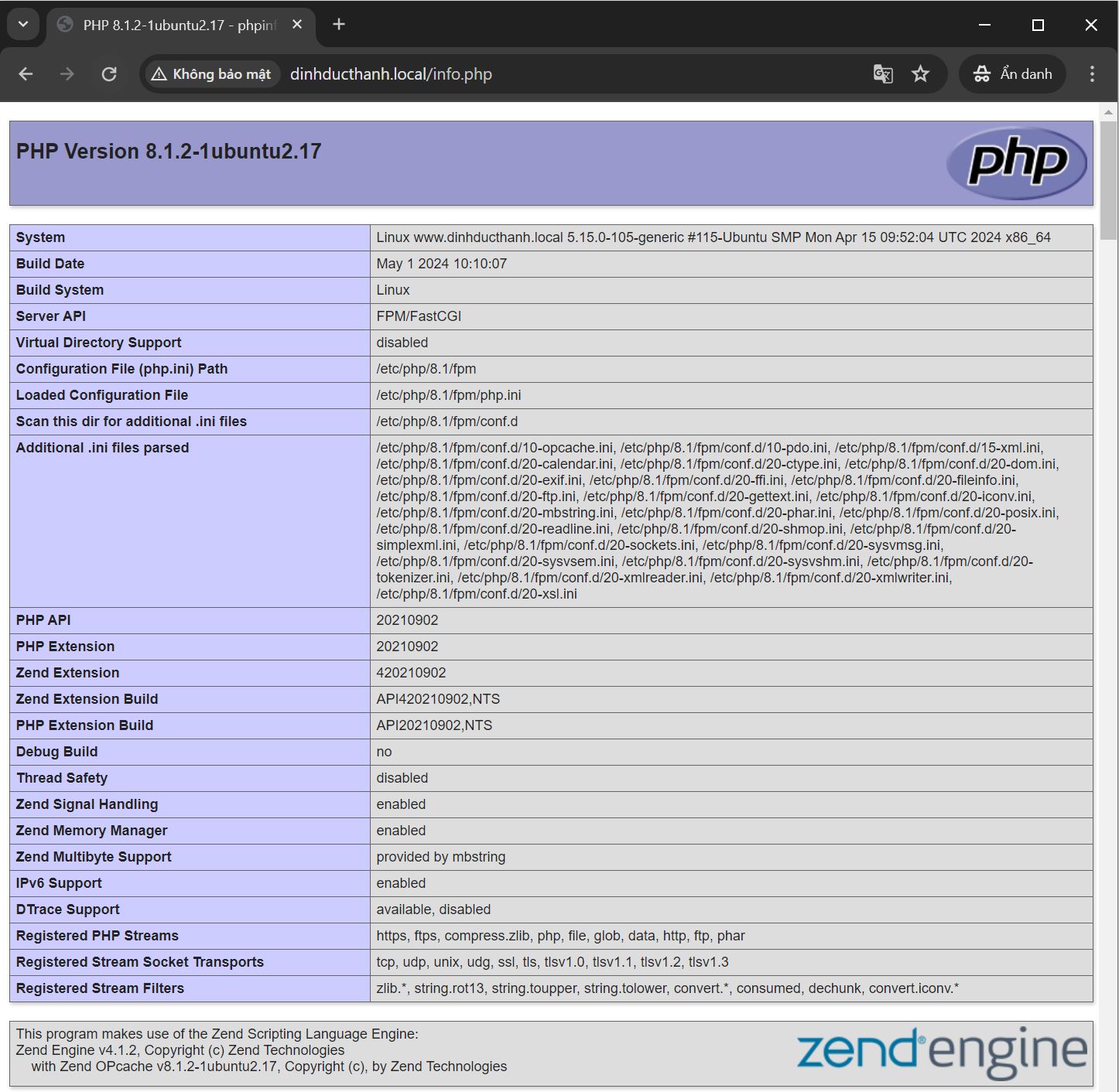 Cài đặt Apache2 trên Ubuntu 22.04: PHP + PHP-FPM