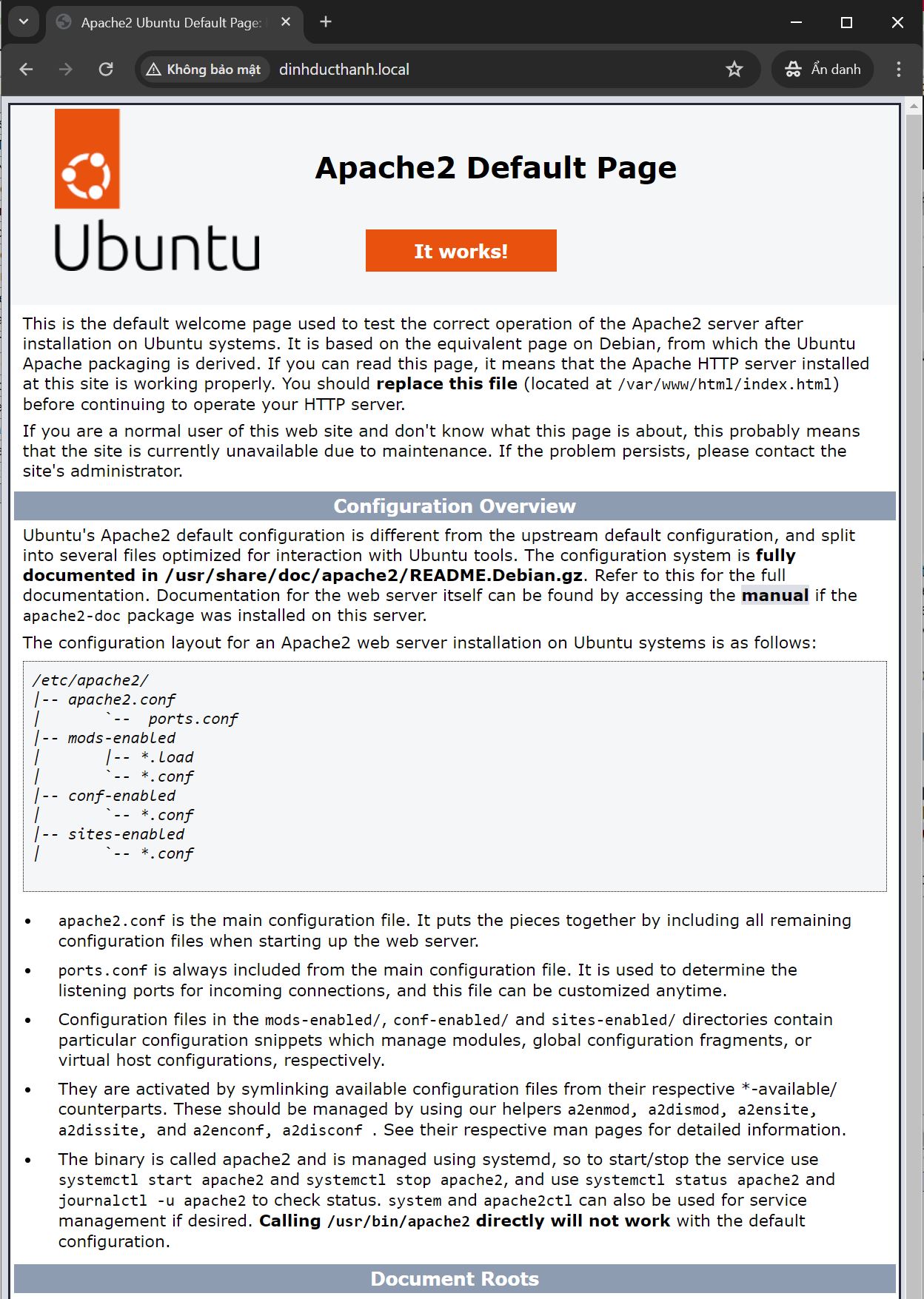 Cài đặt Apache2 trên Ubunut 22.04
