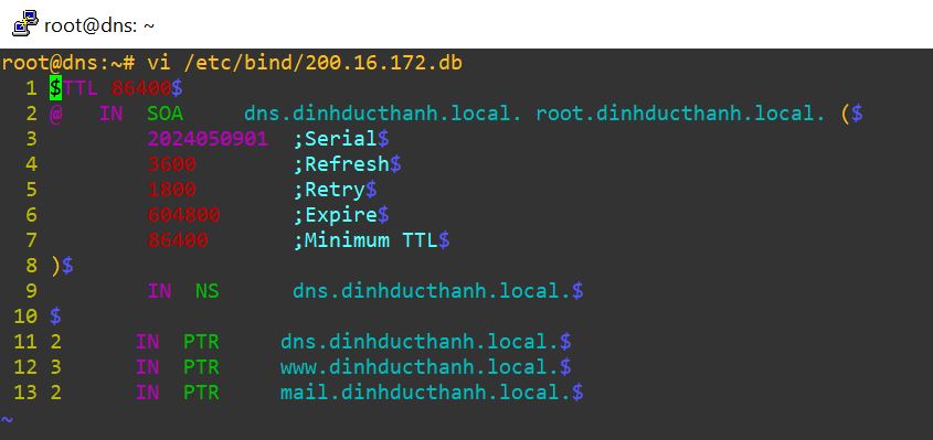 Cài đặt DNS Server trên Ubuntu 22.04: Internal Network reverse zone