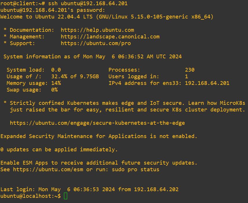 SSH tới server từ máy khách ubuntu